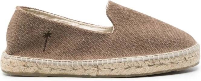 Manebi logo-embroidered canvas espadrilles Brown