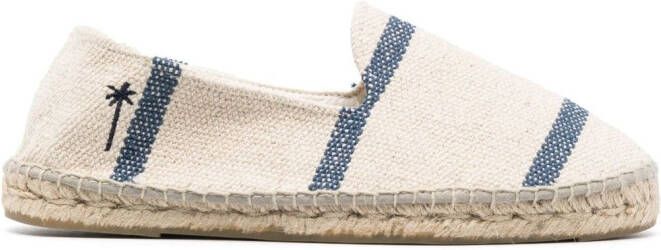 Manebi striped woven canvas espadrilles Neutrals