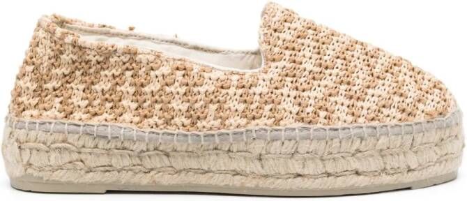 Manebi zigzag-woven raffia espadrilles Neutrals