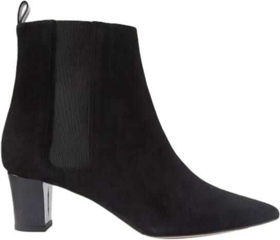 Manolo Blahnik 50mm suede ankle boots Black