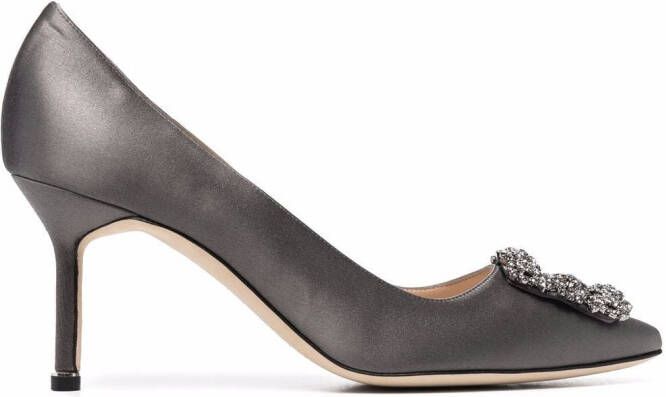 Manolo Blahnik 80mm Hangisi jewelled pumps Grey