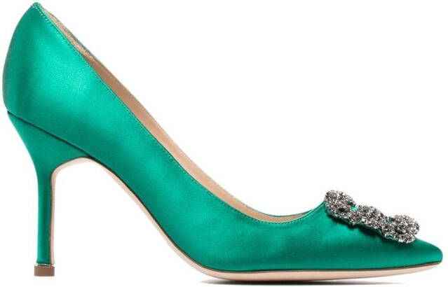 Manolo Blahnik 90mm Hangisi pumps Green