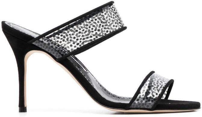 Manolo Blahnik bold polka-dot print sandals Black