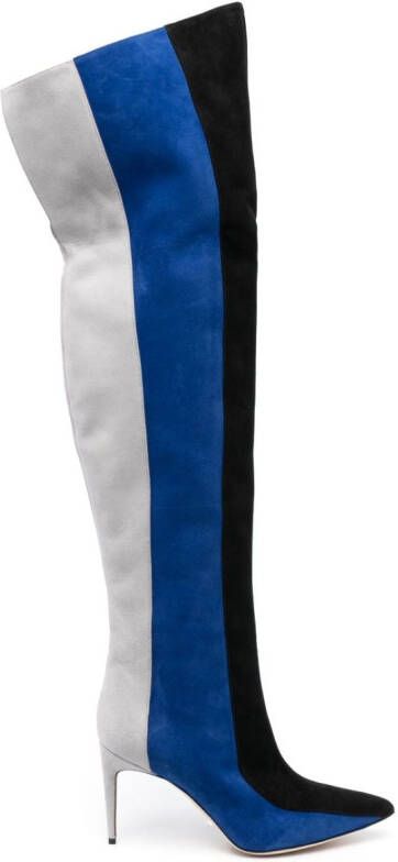 Manolo Blahnik Chicuyuhi 85mm suede thigh-high boots Blue