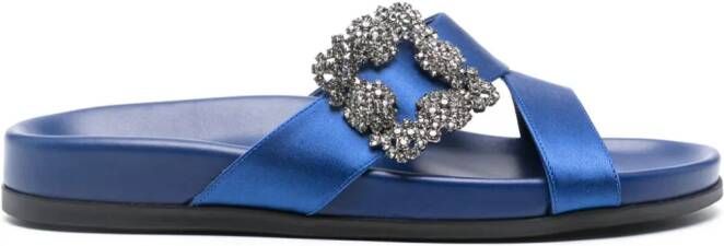 Manolo Blahnik Chilanghi crystal-embellished sandals Blue