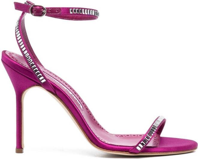 Manolo Blahnik Crinastra 105mm satin strappy sandals Pink