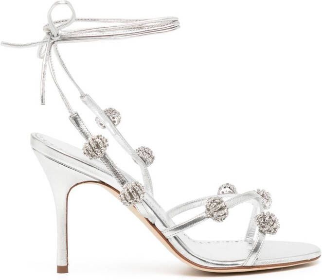 Manolo Blahnik crystal-detail 90mm sandals Silver