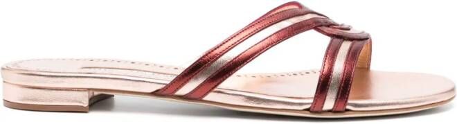 Manolo Blahnik Gasachan leather slides Pink