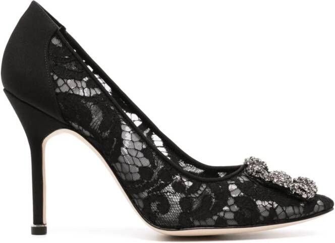 Manolo Blahnik Hangisi 102mm lace pumps Black