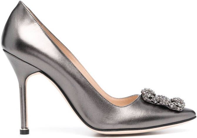 Manolo Blahnik Hangisi 105mm leather pumps Grey