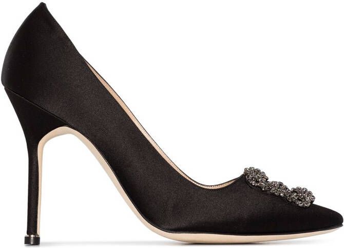 Manolo Blahnik 105mm Hangisi satin pumps Black