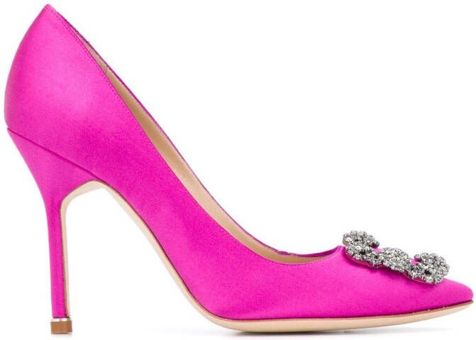 Manolo Blahnik Hangisi 105mm silk pumps Pink