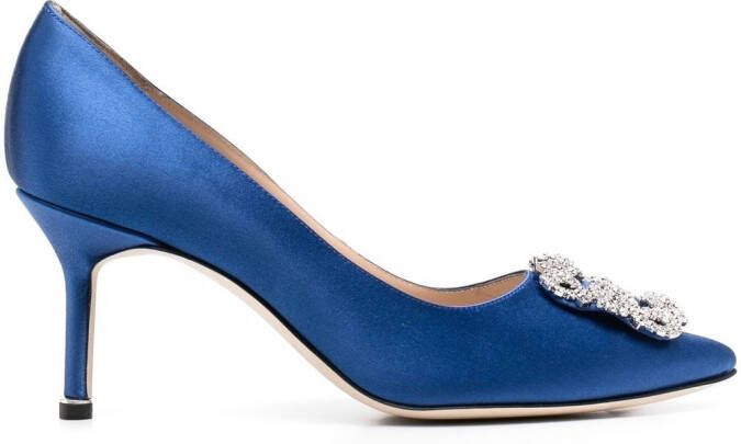 Manolo Blahnik 70mm Hangisi crystal-buckle pumps Blue