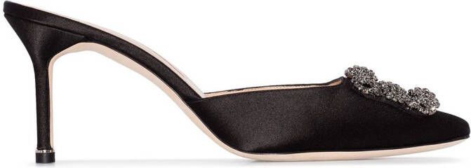Manolo Blahnik Hangisi 70mm appliqué mules Black
