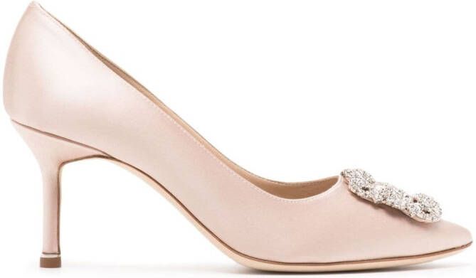 Manolo Blahnik Hangisi 70mm crystal-buckle pumps Pink