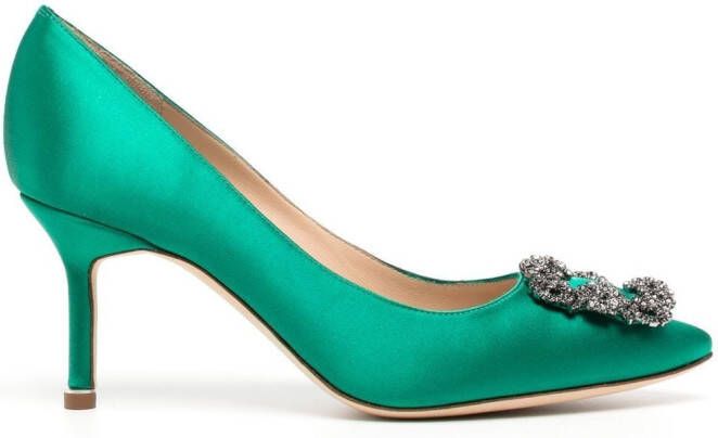 Manolo Blahnik Hangisi 70mm embellished pumps Green
