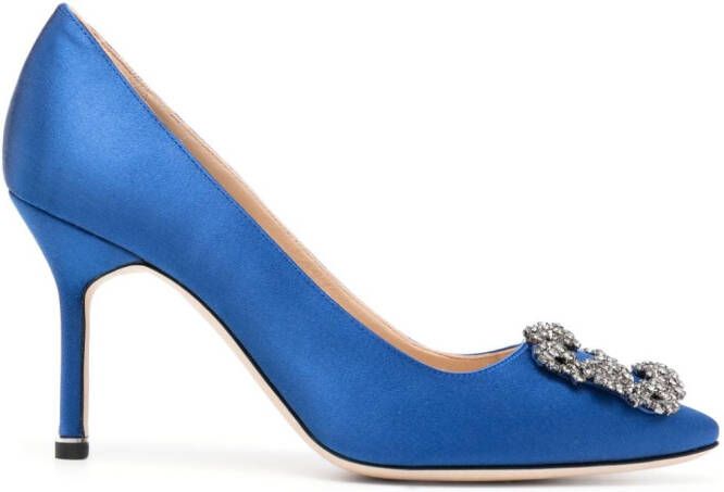 Manolo Blahnik Hangisi 90mm satin pumps Blue