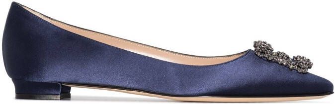 Manolo Blahnik Hangisi appliqué flat pumps Blue