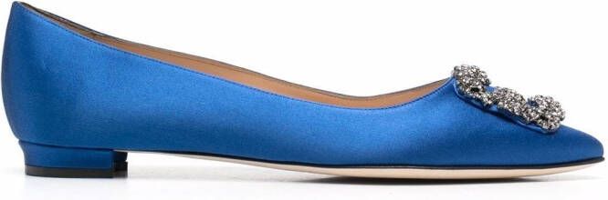 Manolo Blahnik Hangisi buckle-detail ballerina shoes Blue