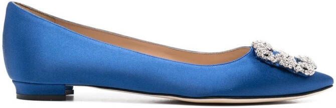 Manolo Blahnik Hangisi buckle-detail ballerina shoes Blue