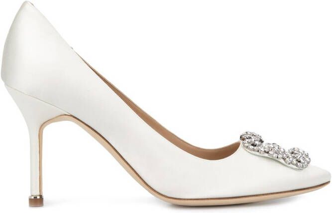 Manolo Blahnik Hangisi buckle pumps White
