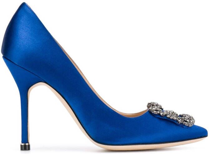 Manolo Blahnik Hangisi 105mm jewel-buckle pumps Blue