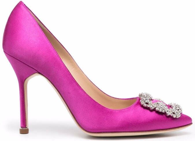 Manolo Blahnik Hangisi satin pumps Purple