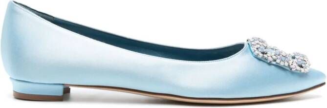 Manolo Blahnik Hangisiflat satin ballerina shoes Blue