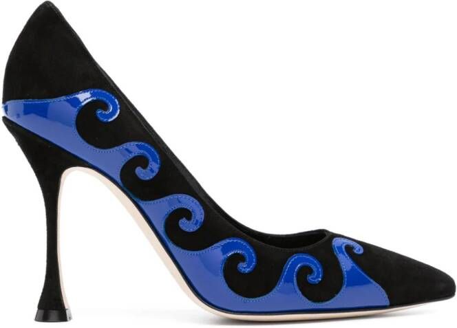 Manolo Blahnik Kasai 105mm swirl-detail pumps Black