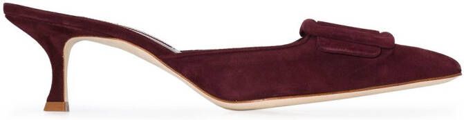 Manolo Blahnik 50mm Maysale mules Red