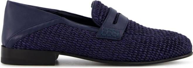 Manolo Blahnik Padstow woven-raffia loafers Blue
