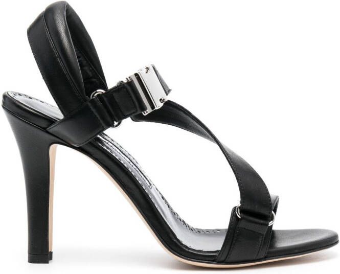Manolo Blahnik Puxan 95mm leather sandals Black