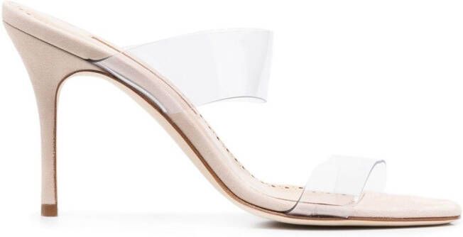 Manolo Blahnik Scolto 90mm slip-on sandals Neutrals