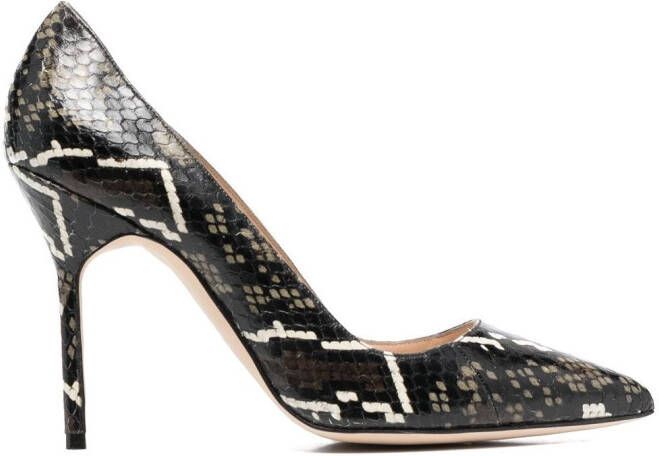 Manolo Blahnik snakeskin-effect stiletto pumps Brown