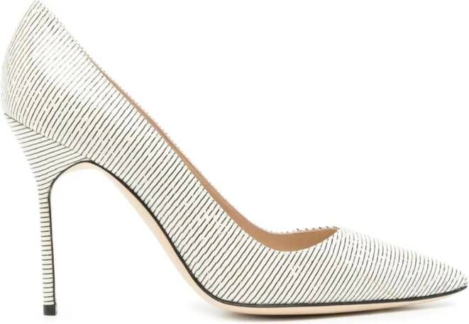Manolo Blahnik striped leather pumps White