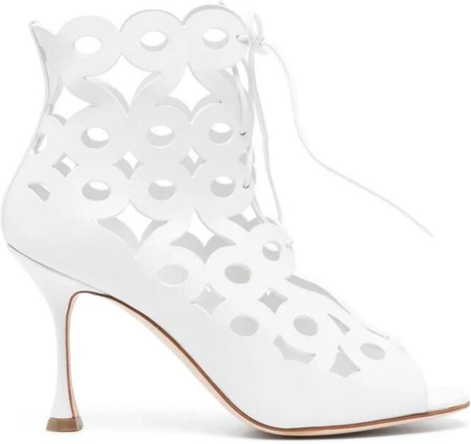 Manolo Blahnik Taralo 90mm cut-out boots White