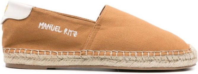 Manuel Ritz logo-embroidered canvas espadrilles Brown