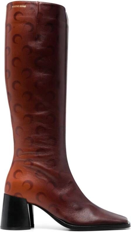Marine Serre 70mm airbushed-leather knee boots Brown