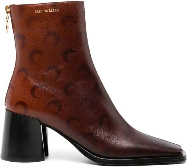 Marine Serre Airbrushed Crescent Moon-print boots Brown