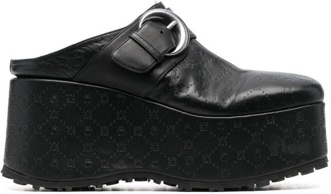 Marine Serre Moonogram 86mm heel leather clogs Black
