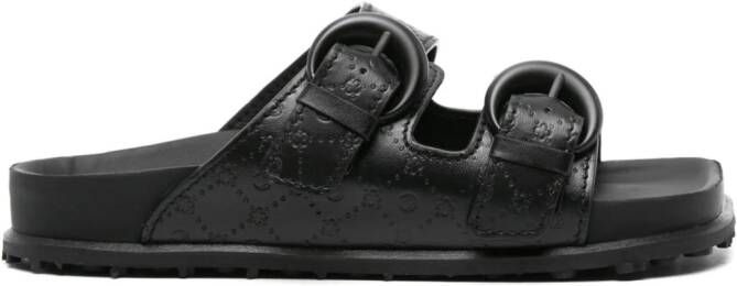 Marine Serre Moonogram-embossed leather slides Black