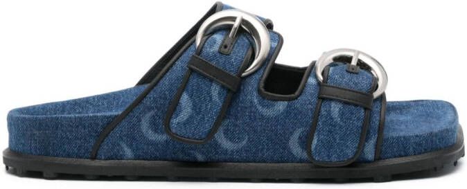 Marine Serre Moonogram-pattern denim sandals Blue