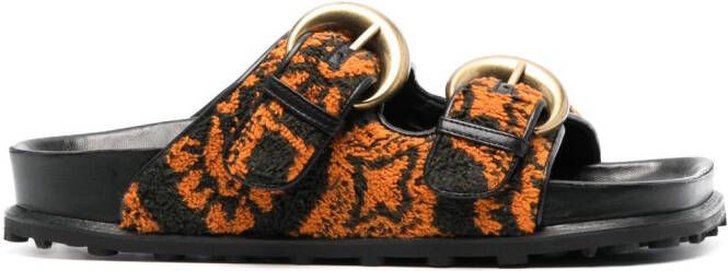 Marine Serre Oriental Towels sandals Orange