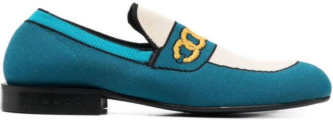 Marni almond-toe knitted loafers Blue