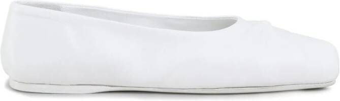 Marni bow-embossed leather ballerina shoes White