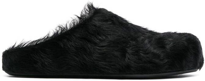 Marni Fussbet Sabot calf-hair slippers Black