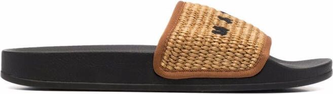 Marni embroidered-logo slides Brown - Picture 2