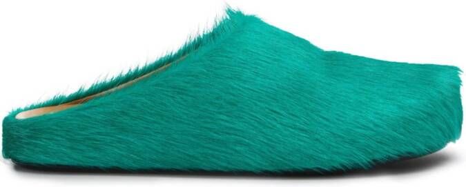 Marni faux fur clogs Green