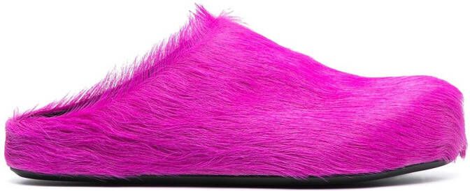Marni Fussbet Sabot calf-hair slippers Purple