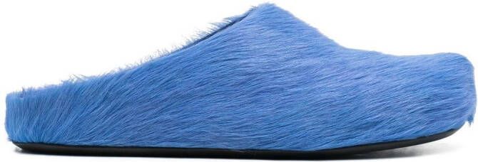 Marni Fussbet Sabot calf-hair slippers Blue